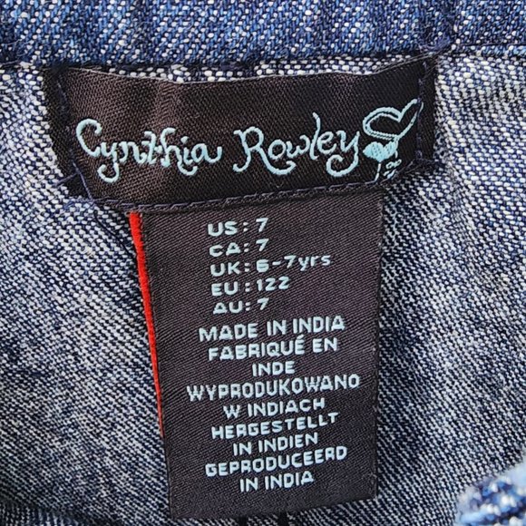 Cynthia Rowley Girl Denim Apple Orchard Ruffle Jumper, size 7 - Picture 6 of 7